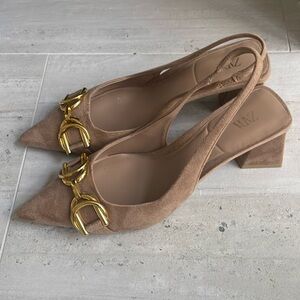Zara Heels suede gold hardware sz 38